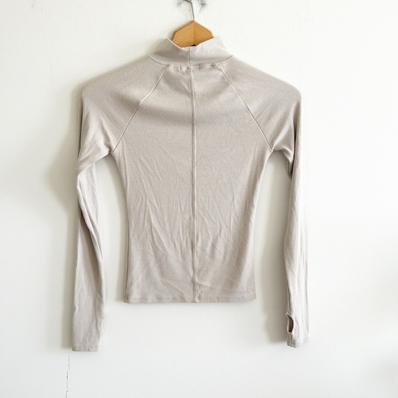 JOAH BROWN Tan/nude STITCH MOCK NECK LONG SLEEVE in Dune flex rib - Picture 6 of 8